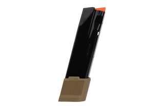 21-round magazine with orange follower and FDE floor plate.